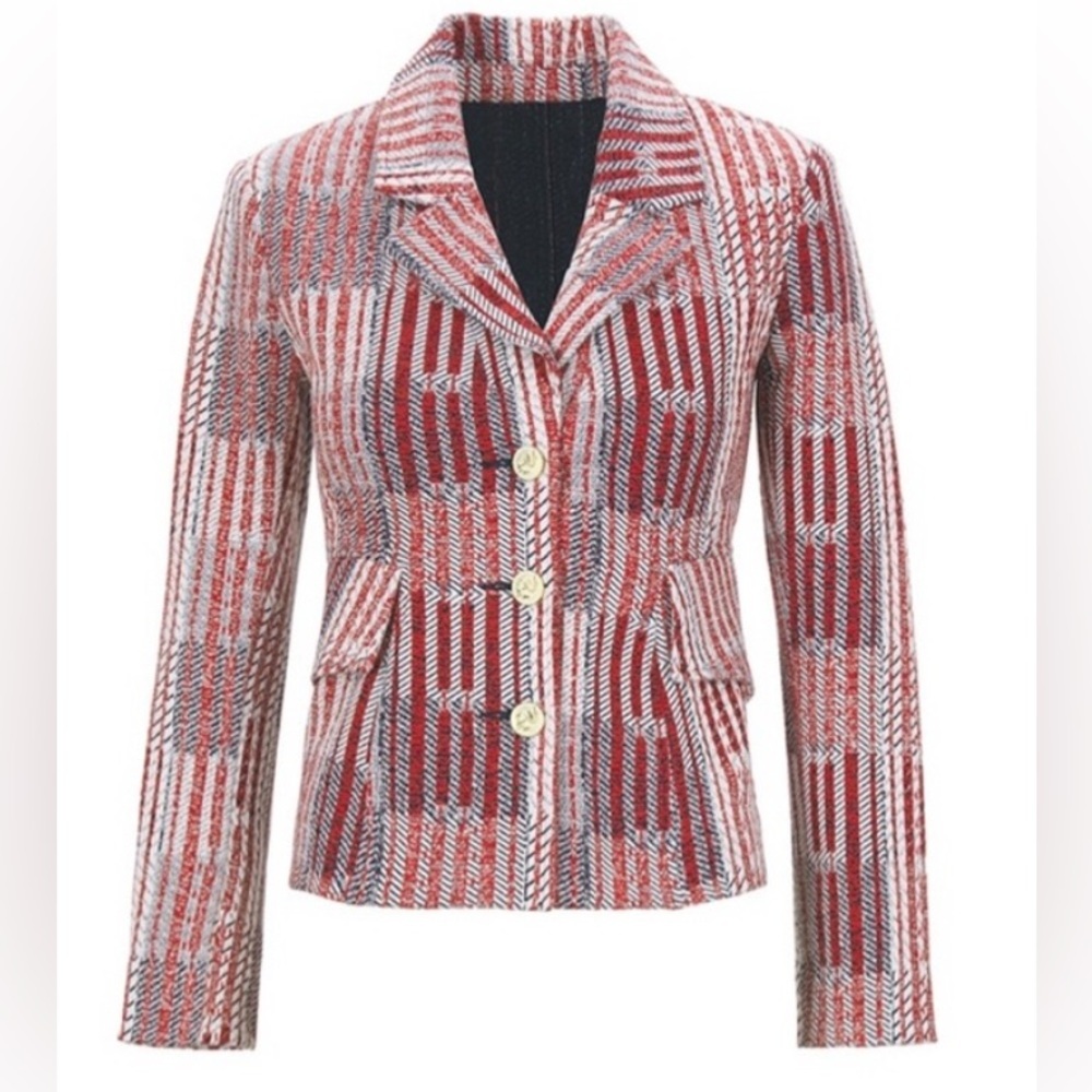 Cabi Patchwork Blazer, style #6028, Size XL Parisian Chic Statement Knit Blazer - Picture 1 of 6